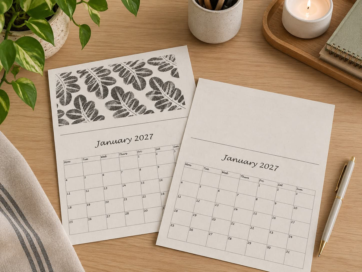A5 Blank Edition D.I.Y 2027 Calendar (ink pad not included)