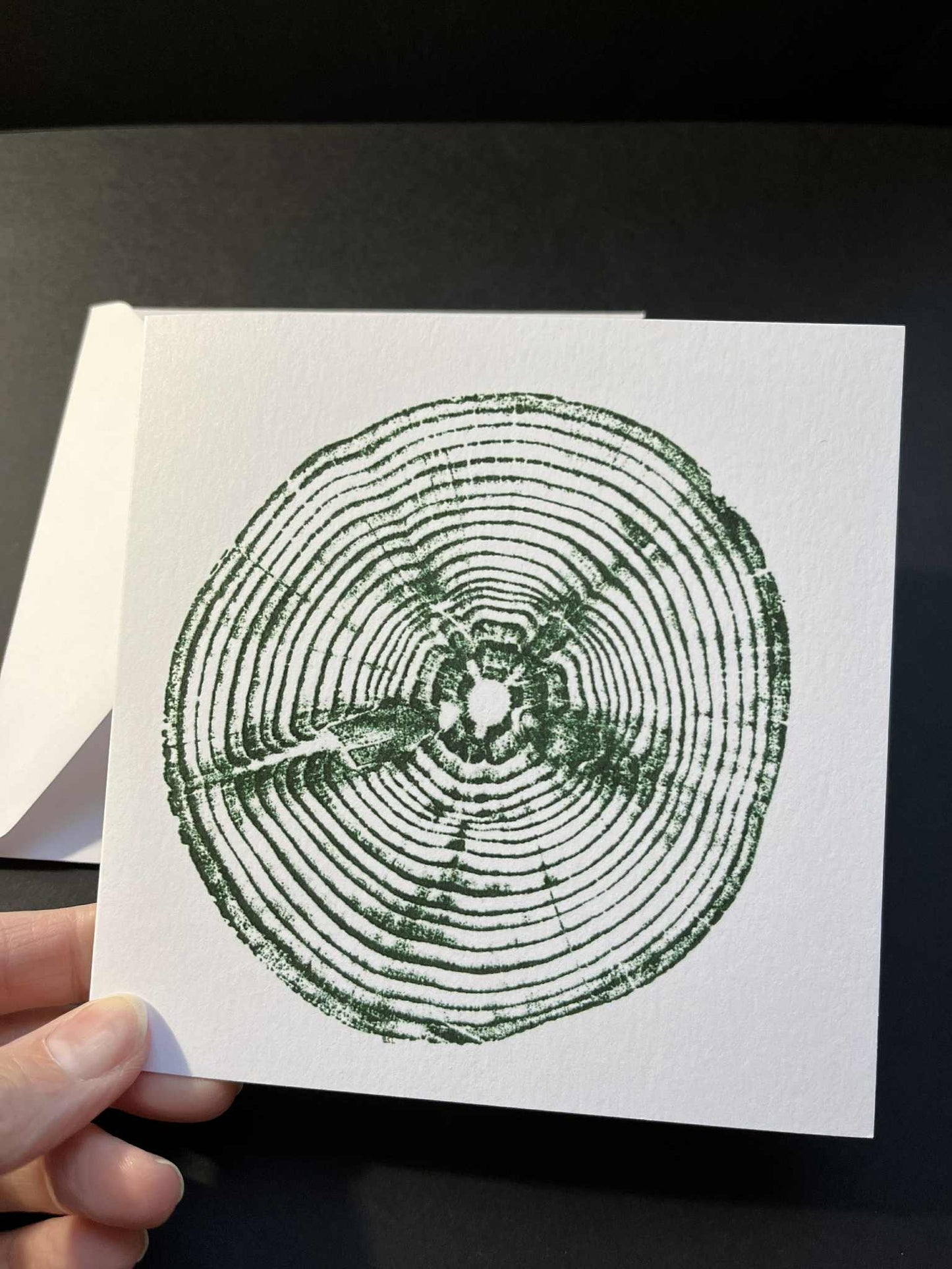 Tree Ring Greetings Card - Green Monkey Puzzle