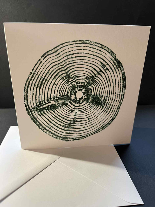 Tree Ring Greetings Card - Green Monkey Puzzle