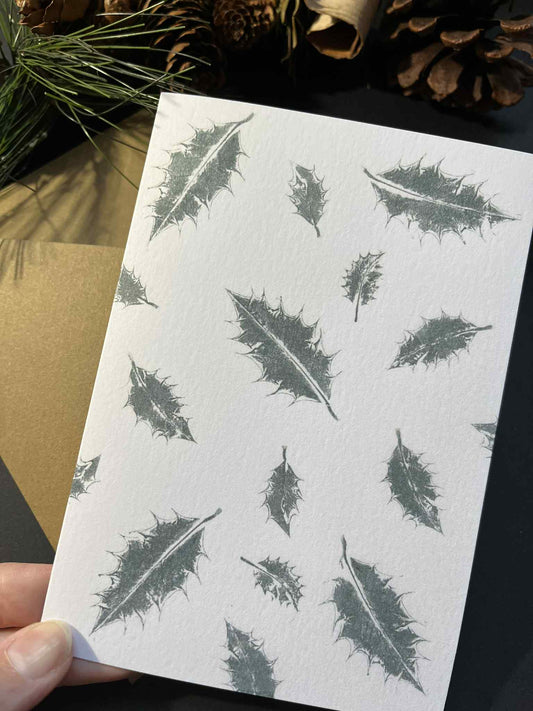 Forest Leaves Greetings Card - Holly
